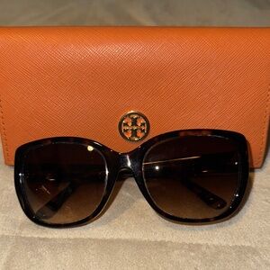 Tory Burch Black and Orange Sunglasses Oversized Style